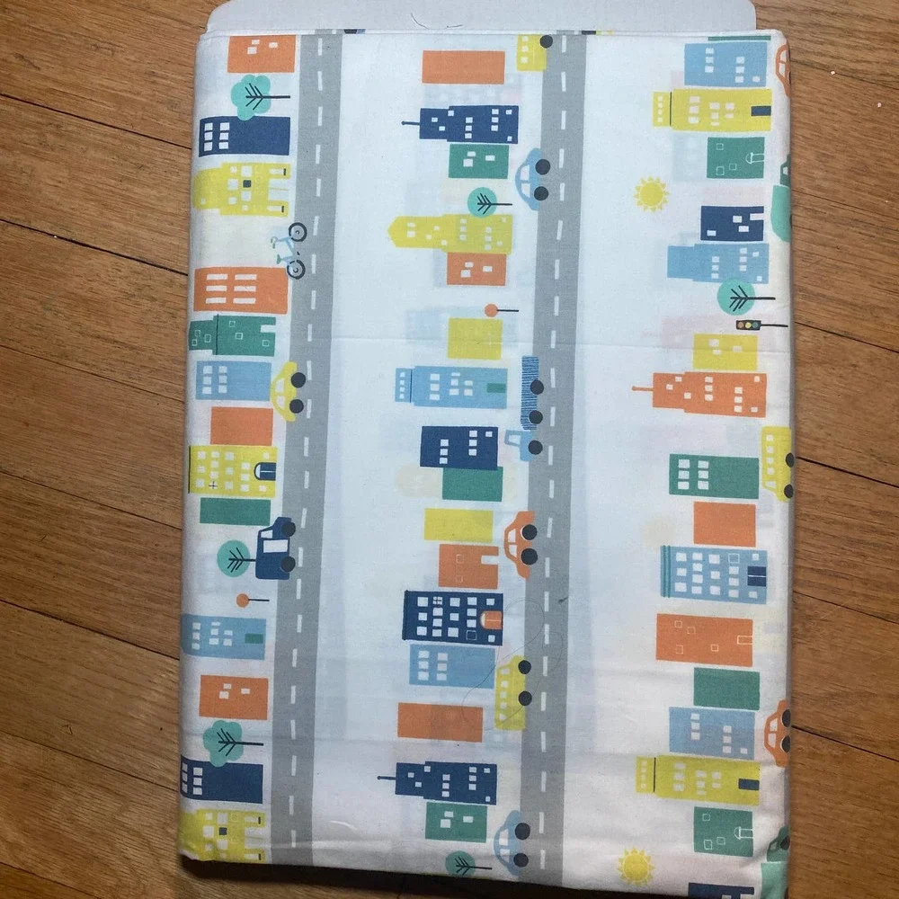 NWOT Crate & Barrel CityScape Building Cotton Twin FLAT SHEET ONLY